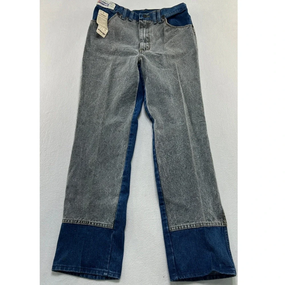 Vintage Wrangler Limited Two Tone Jeans Mens 34 Grey Blue Colorblock Made in USA